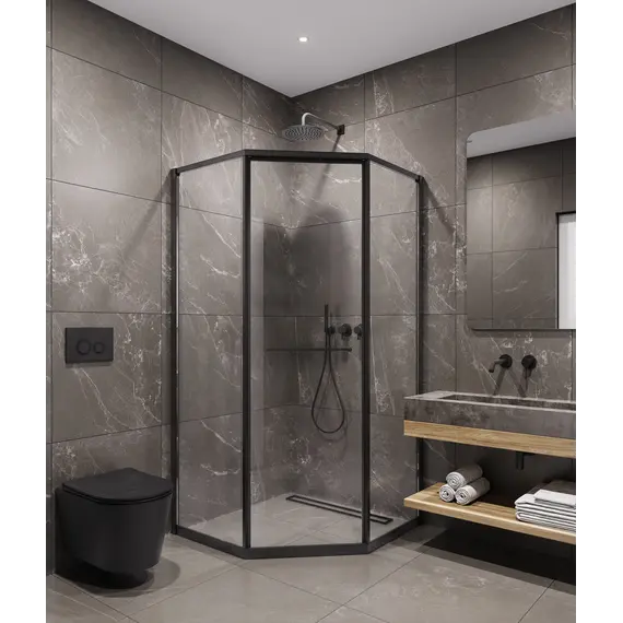 Timo Душевой угол TTSS-100/03C-8L/R  раздвиж ,проф черный, стекло проз 8 мм