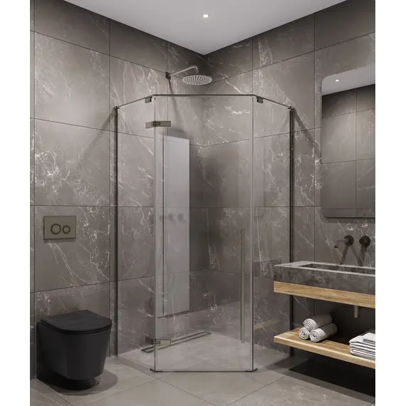 Timo Душевой угол TTSSP-90-100/13C-8, распаш , проф никель, стекло проз 8 мм