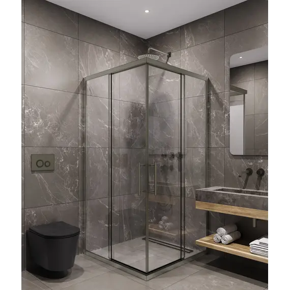 Timo Душевой угол TKSS-90-100/13C-8, раздвиж , проф никель, стекло проз 8 мм