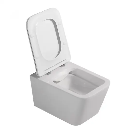 Комплект подвесной унитаз ABBER Rechteck AC1201 белый с инсталляцией AC0105 и кнопкой черный матовый