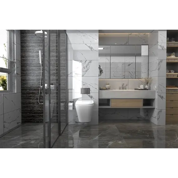 Комплект подвесной унитаз ABBER Rechteck AC1201 белый с инсталляцией AC0105 и кнопкой черный матовый