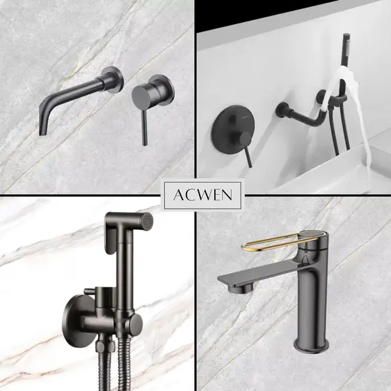 Смеситель для ванны и душа скрытого монтажа ACWEN 80073GG графит