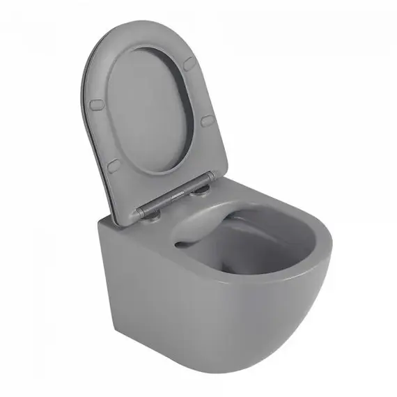 Унитаз ABBER Bequem AC1101TMG подвесной серый матовый, безободковый, смыв торнадо