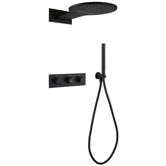 Душевая система ABBER Wasser Kreis AF8151B скрытого монтажа без излива, термостат, черный матовый