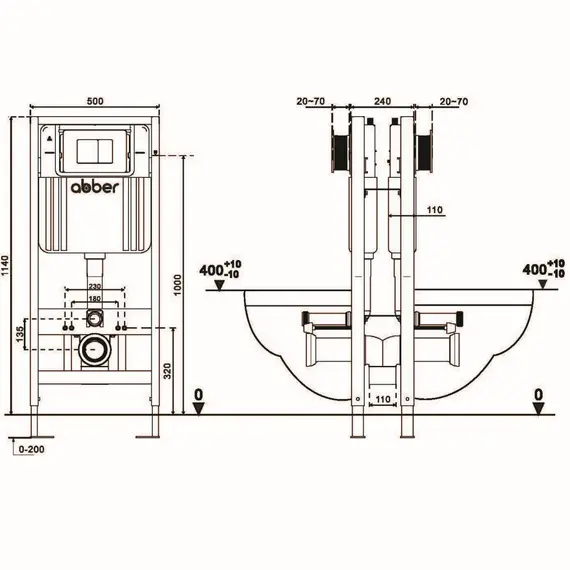 Инсталляция двойная самонесущая ABBER AC0106 для двух подвесных унитазов