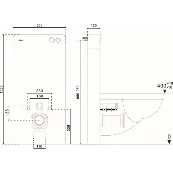 Инсталляционный модуль внешнего монтажа ABBER AC0107MB для подвесного унитаза, черный