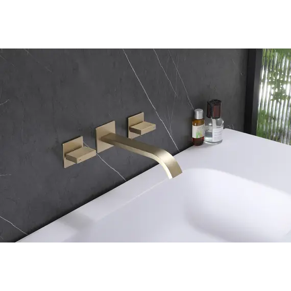 Смеситель ABBER Wasserfall AF8612G для раковины скрытого монтажа, золото матовое