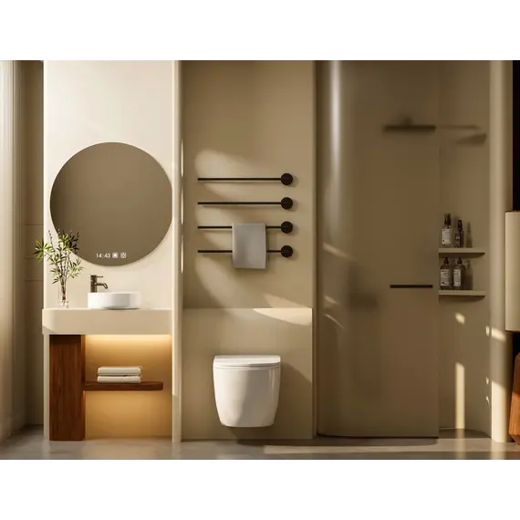 Комплект подвесной унитаз ABBER Bequem AC1100T белый с инсталляцией AC0105 и кнопкой золото розовое