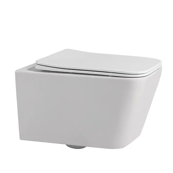 Комплект подвесной унитаз ABBER Rechteck AC1201 белый с инсталляцией AC0105 и кнопкой матовый хром