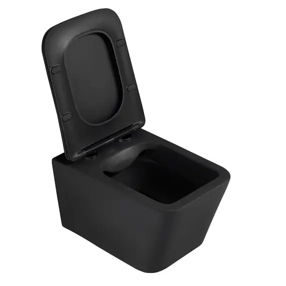 Комплект подвесной унитаз ABBER Rechteck AC1201MB черный матовый с инсталляцией AC0105 и кнопкой белая матовая