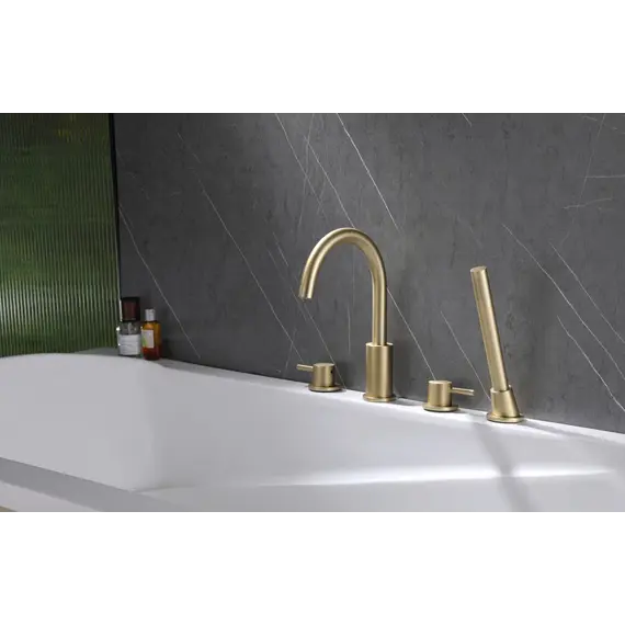 Смеситель ABBER Wasser Kreis AF8113G на борт ванны, золото матовое