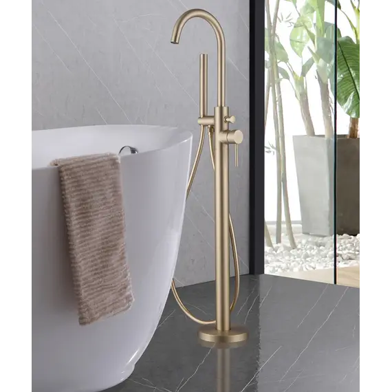 Смеситель ABBER Wasser Kreis AF8115G напольный для ванны, золото матовое