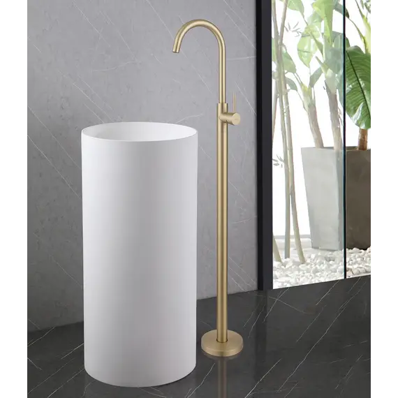 Смеситель ABBER Wasser Kreis AF8141G напольный для раковины, золото матовое