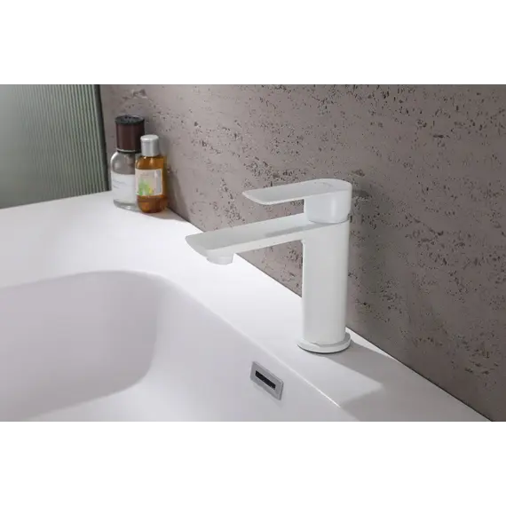 Смеситель ABBER Weiss Insel AF8010 для раковины, хром/белый/черный