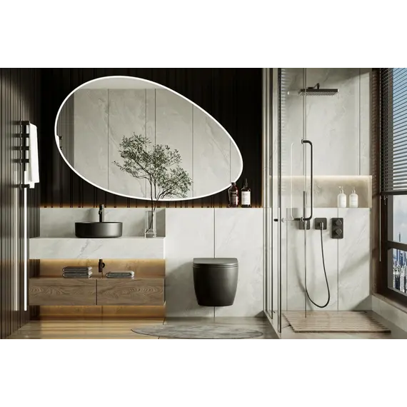 Унитаз ABBER Bequem AC1100TMB подвесной черный матовый, безободковый, смыв торнадо