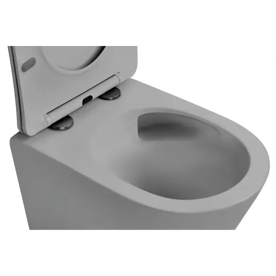 Унитаз ABBER Bequem AC1102TMG подвесной серый матовый, безободковый, смыв торнадо