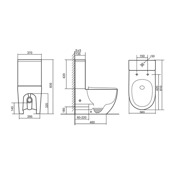 Унитаз ABBER Bequem AC1110T компакт белый, безободковый, смыв торнадо
