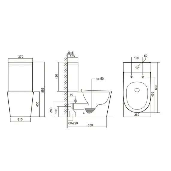 Унитаз ABBER Bequem AC1112T компакт белый, безободковый, смыв торнадо