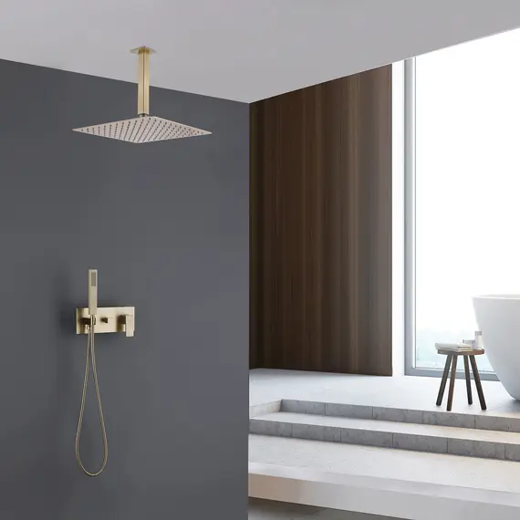 Душевая система ABBER Daheim AF8221G скрытого монтажа без излива, золото матовое