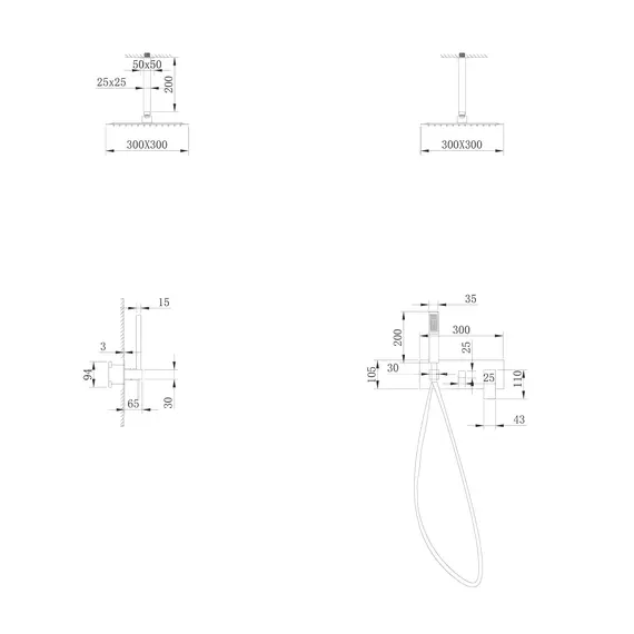 Душевая система ABBER Daheim AF8221G скрытого монтажа без излива, золото матовое