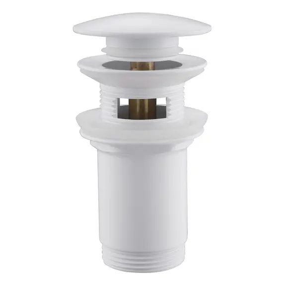 Донный клапан ABBER AF0010W с переливом, клик-клак, белый