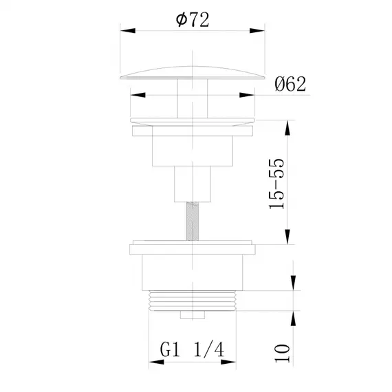 Донный клапан ABBER AF0012W без перелива, фиксированный, белый