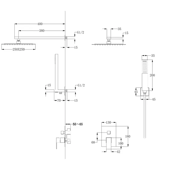 Душевая система ABBER Daheim AF8219SP скрытого монтажа без излива, сатин