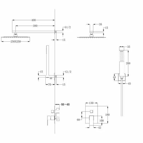Душевая система ABBER Daheim AF8219W скрытого монтажа без излива, белая матовая