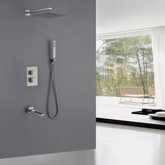 Душевая система ABBER Daheim AF8250SP скрытого монтажа с изливом, термостат, сатин