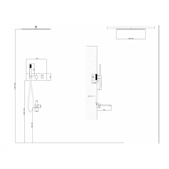 Душевая система ABBER Daheim AF8254G скрытого монтажа с изливом, термостат, золото матовое