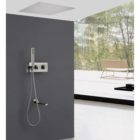 Душевая система ABBER Daheim AF8254SP скрытого монтажа с изливом, термостат, сатин