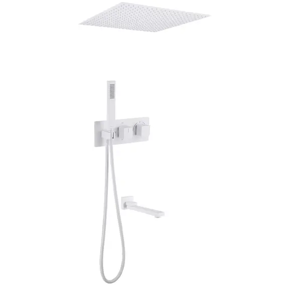 Душевая система ABBER Daheim AF8254W скрытого монтажа с изливом, термостат, белая матовая