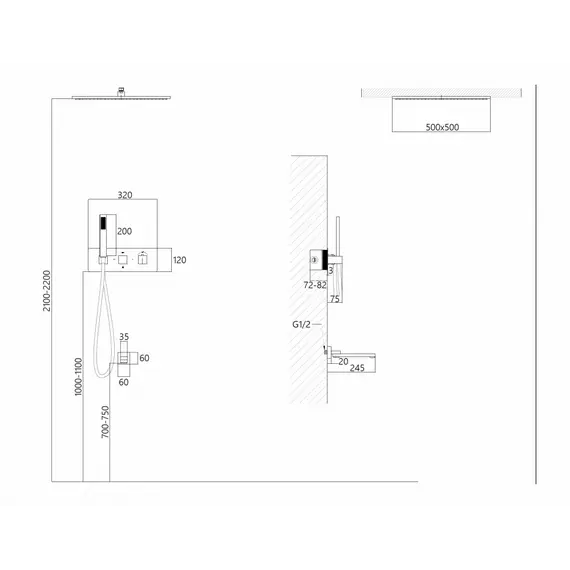 Душевая система ABBER Daheim AF8254W скрытого монтажа с изливом, термостат, белая матовая