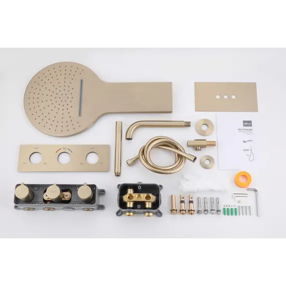 Душевая система ABBER Wasser Kreis AF8150G скрытого монтажа с изливом, термостат, золото матовое