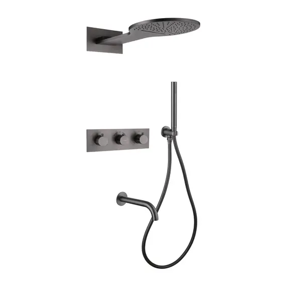 Душевая система ABBER Wasser Kreis AF8150NG скрытого монтажа с изливом, термостат, никель