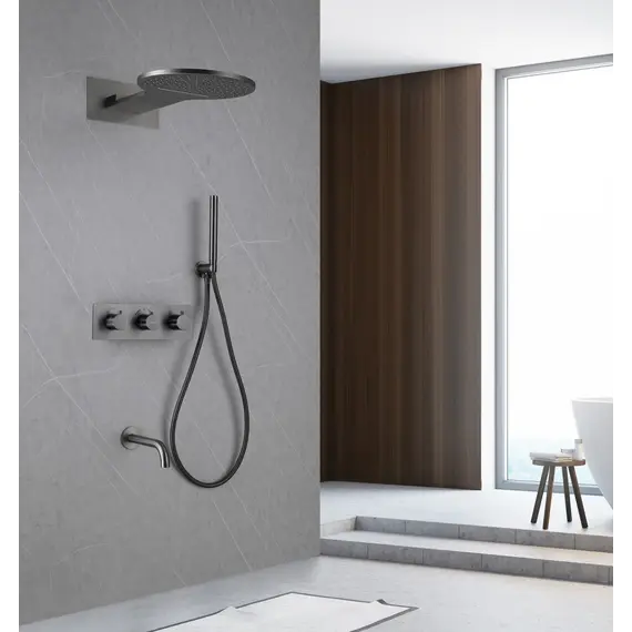 Душевая система ABBER Wasser Kreis AF8150NG скрытого монтажа с изливом, термостат, никель