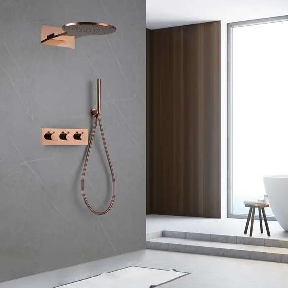 Душевая система ABBER Wasser Kreis AF8151RG скрытого монтажа без излива, термостат, розовое золото