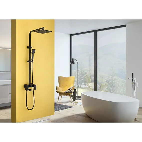 Душевая стойка ABBER Daheim AF8216BL с изливом, черный матовый