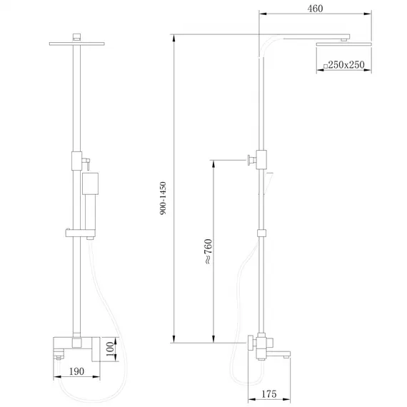 Душевая стойка ABBER Daheim AF8216L с изливом, хром
