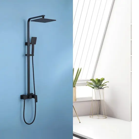 Душевая стойка ABBER Daheim AF8220BL без излива, черный матовый (в.145)