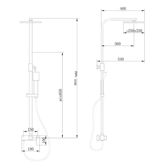 Душевая стойка ABBER Daheim AF8220BL без излива, черный матовый (в.145)