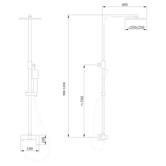 Душевая стойка ABBER Daheim AF8220L без излива, хром (в.145)