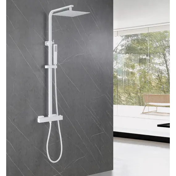 Душевая стойка ABBER Daheim AF8260WL с термостатом без излива, белый матовый