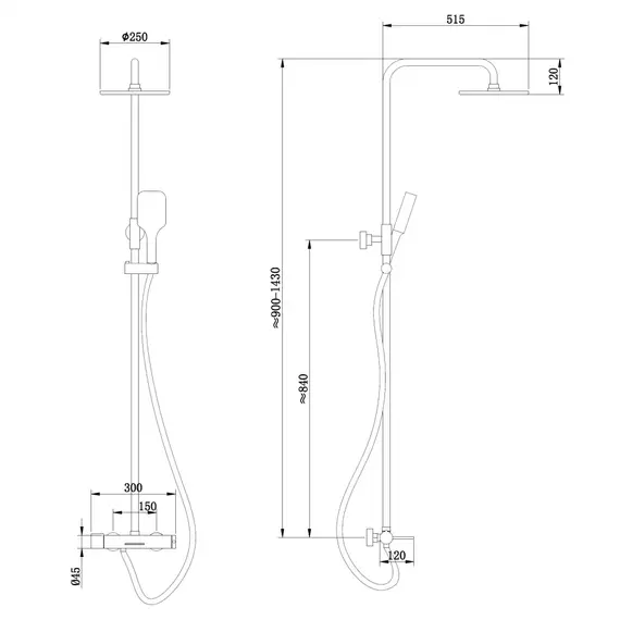 Душевая стойка ABBER Emotion AF8816 с изливом, хром