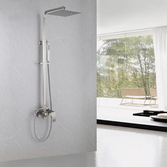 Душевая стойка ABBER Wasserfall AF8616SPL с изливом, сатин