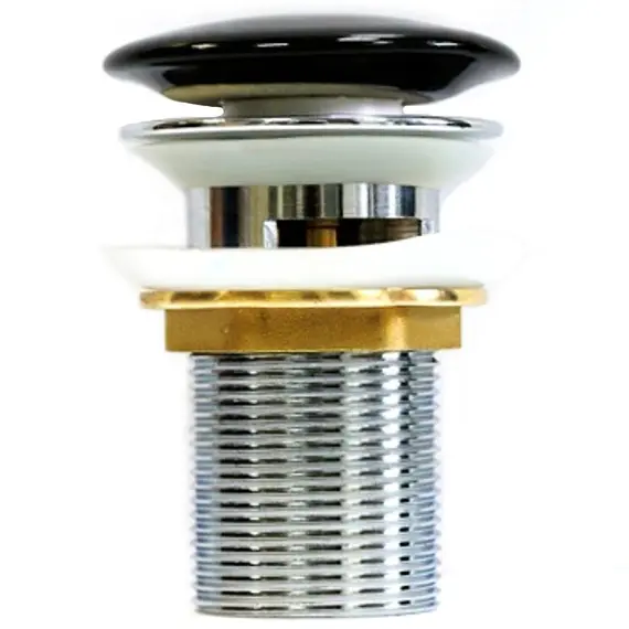 Донный клапан для раковины CeramaLux RD026 керамический черный матовый с переливом