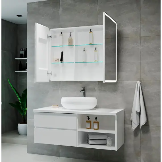 Зеркало-шкаф ACWEN "Elliott LED" 100х80 с датчиком движения, розеткой