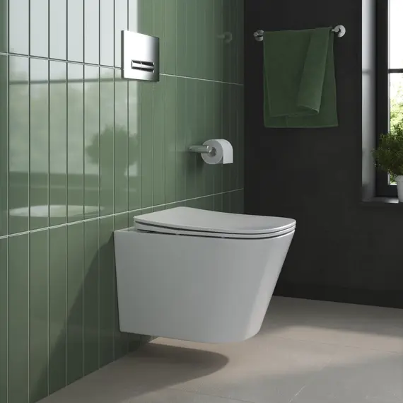 Унитаз подвесной безободковый с сиденьем BelBagno DUE 2.0 BB7107CHR/SC