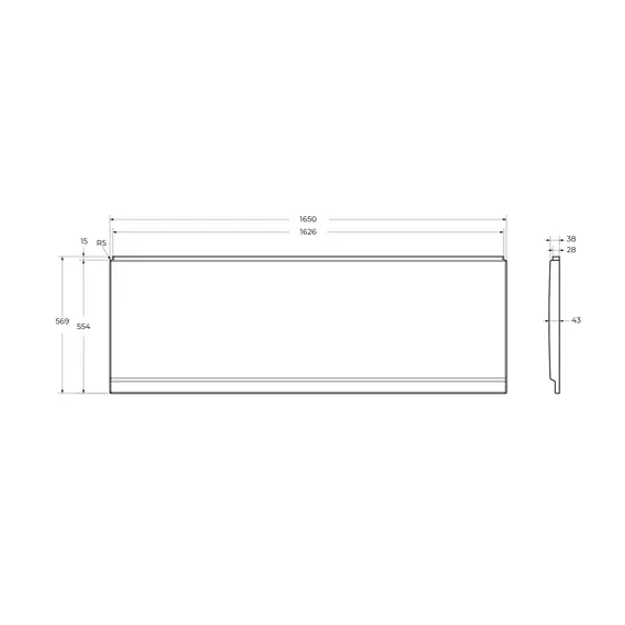 Передняя панель для акриловой ванны с комплектом крепежа для установки на каркасе ECO-165-F-SCR-W37