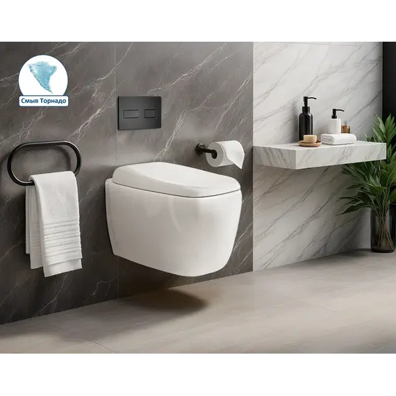 Унитаз Ceruttispa CT10613  ROMINA Aria Tornado подвесной безободковый со смывом торнадо